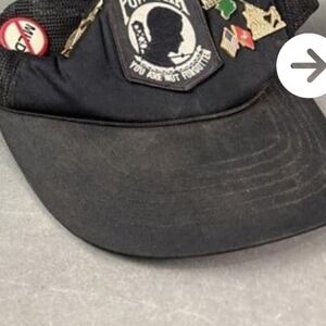 Vintage POW-MIA Black Cap with 5 Pins